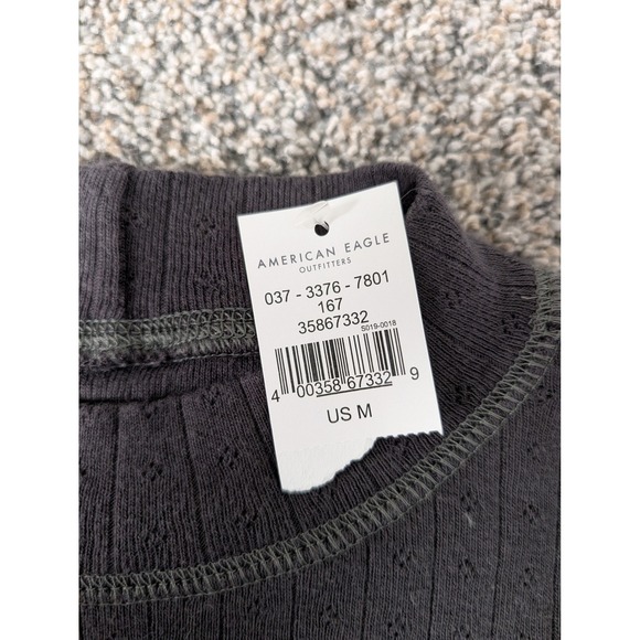 American Eagle Outfitters Gray Ribbed Crop Top - Picture 3 of 7